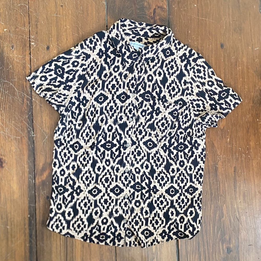 Stylish Black and Cream Geometric women’s Shirt